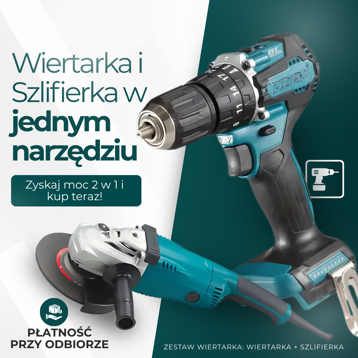 Wiertarka HP1640K i szlifierka DGA513RTJ + 2 darmowe akumulatory!